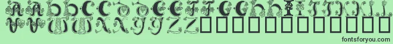 CelticKnot-Schriftart – Schwarze Schriften auf grünem Hintergrund