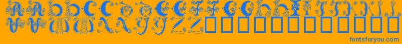 CelticKnot-Schriftart – Blaue Schriften auf orangefarbenem Hintergrund