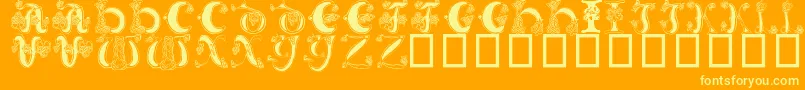 CelticKnot-Schriftart – Gelbe Schriften auf orangefarbenem Hintergrund