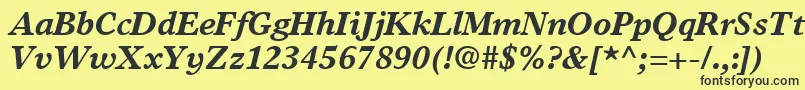 フォントTimesEuropaLtBoldItalic – 黒い文字の黄色い背景