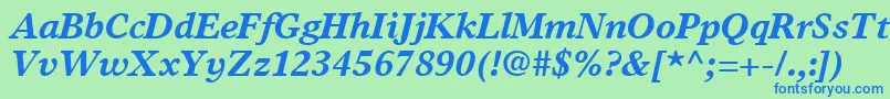 TimesEuropaLtBoldItalic Font – Blue Fonts on Green Background