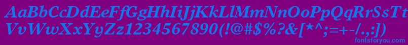 TimesEuropaLtBoldItalic-Schriftart – Blaue Schriften auf violettem Hintergrund