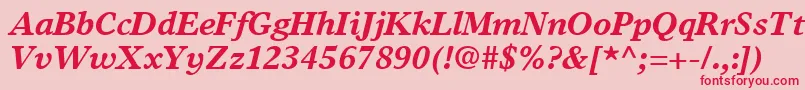 フォントTimesEuropaLtBoldItalic – ピンクの背景に赤い文字