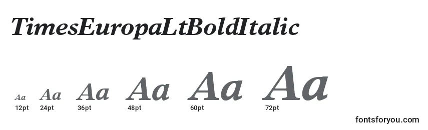 TimesEuropaLtBoldItalic Font Sizes