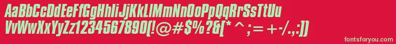 CompactaBoldItalicBt Font – Green Fonts on Red Background