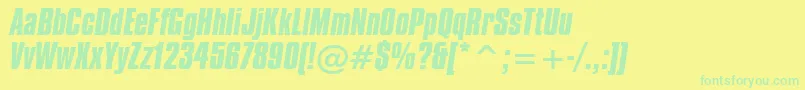 CompactaBoldItalicBt Font – Green Fonts on Yellow Background