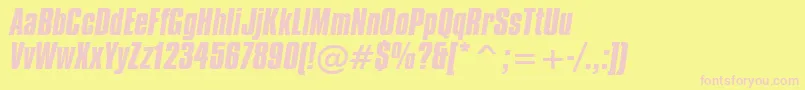 CompactaBoldItalicBt-Schriftart – Rosa Schriften auf gelbem Hintergrund