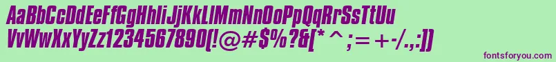 CompactaBoldItalicBt Font – Purple Fonts on Green Background
