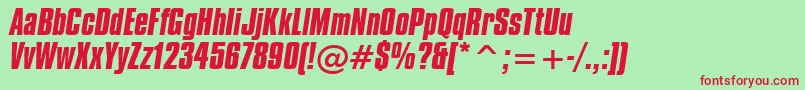 CompactaBoldItalicBt Font – Red Fonts on Green Background