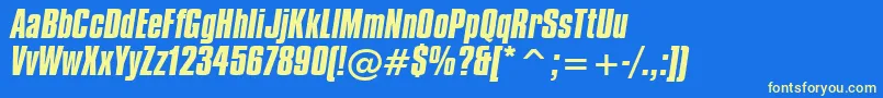 CompactaBoldItalicBt Font – Yellow Fonts on Blue Background