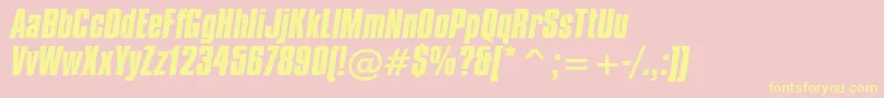 CompactaBoldItalicBt Font – Yellow Fonts on Pink Background