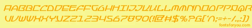 フォントJumptroopscondital – オレンジの文字が黄色の背景にあります。