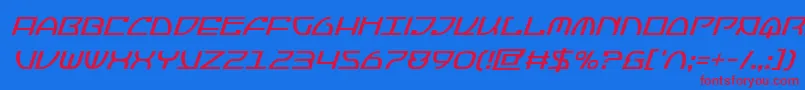 Jumptroopscondital-Schriftart – Rote Schriften auf blauem Hintergrund