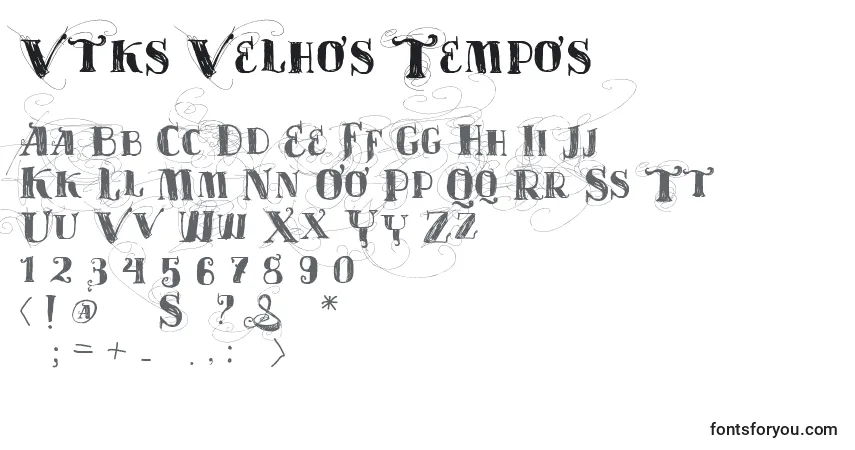 Шрифт Vtks Velhos Tempos – алфавит, цифры, специальные символы