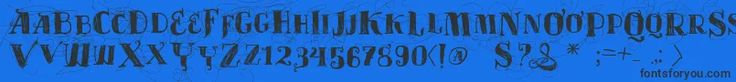 Vtks Velhos Tempos-Schriftart – Schwarze Schriften auf blauem Hintergrund