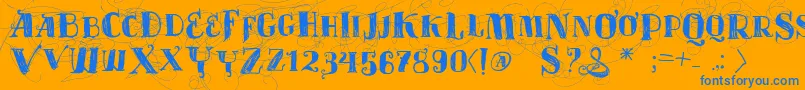 Vtks Velhos Tempos Font – Blue Fonts on Orange Background