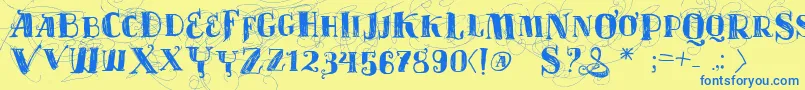 Vtks Velhos Tempos Font – Blue Fonts on Yellow Background