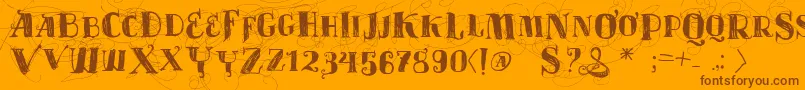 Vtks Velhos Tempos-Schriftart – Braune Schriften auf orangefarbenem Hintergrund