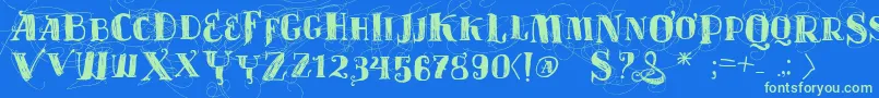 Vtks Velhos Tempos Font – Green Fonts on Blue Background