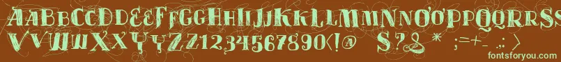 Vtks Velhos Tempos Font – Green Fonts on Brown Background