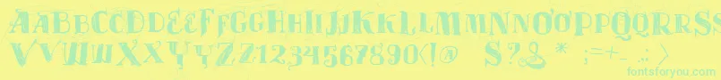 Vtks Velhos Tempos Font – Green Fonts on Yellow Background