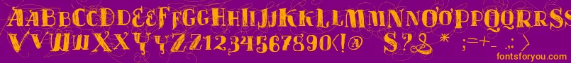 Vtks Velhos Tempos-Schriftart – Orangefarbene Schriften auf violettem Hintergrund