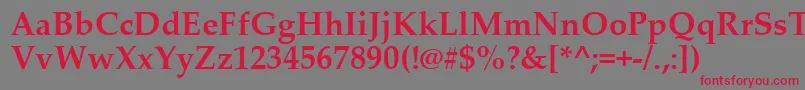 PalatinoLinotypeРџРѕР»СѓР¶РёСЂРЅС‹Р№ Font – Red Fonts on Gray Background