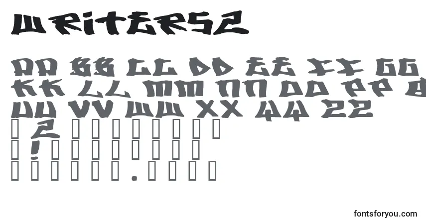 Czcionka Writers2 – alfabet, cyfry, specjalne znaki