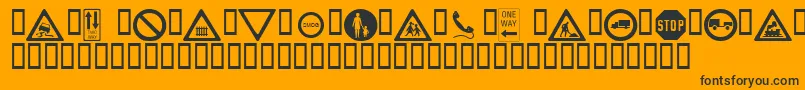 Czcionka Wmroadsigns – czarne czcionki na pomarańczowym tle