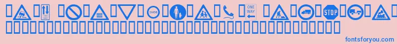 フォントWmroadsigns – ピンクの背景に青い文字