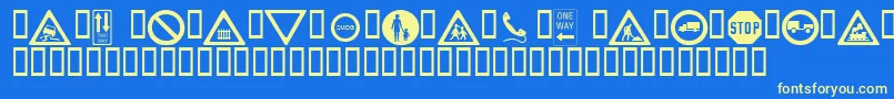 Wmroadsigns Font – Yellow Fonts on Blue Background