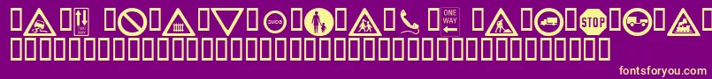 Wmroadsigns Font – Yellow Fonts on Purple Background