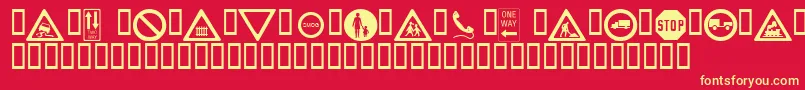 Fonte Wmroadsigns – fontes amarelas em um fundo vermelho