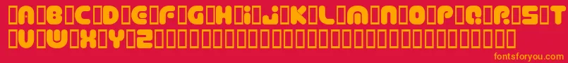 フォントDepthChargeSemiphat – 赤い背景にオレンジの文字
