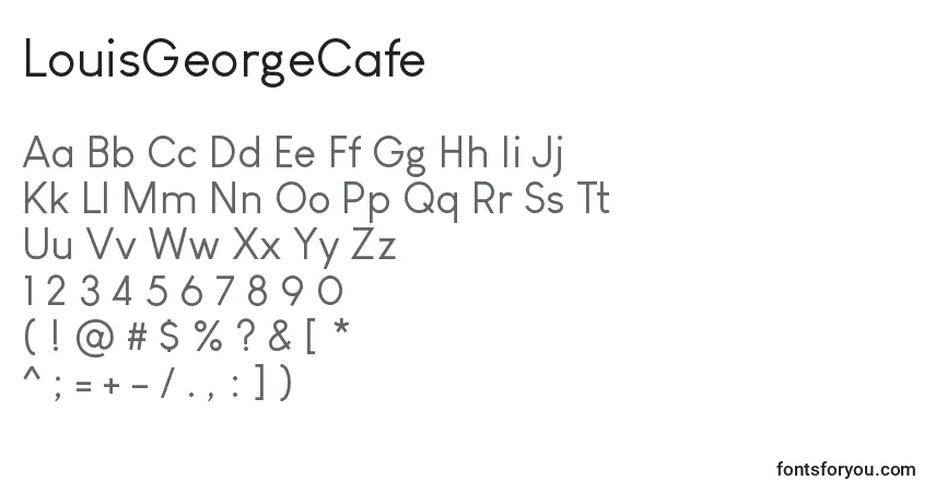 Czcionka LouisGeorgeCafe – alfabet, cyfry, specjalne znaki