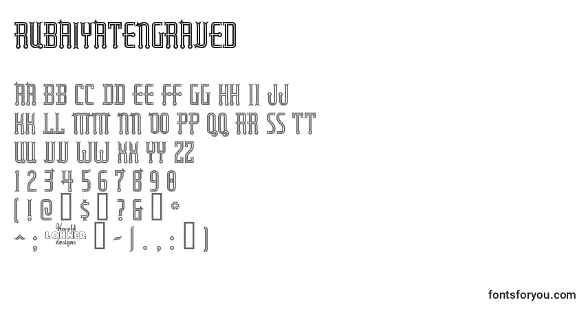 Шрифт Rubaiyatengraved – алфавит, цифры, специальные символы