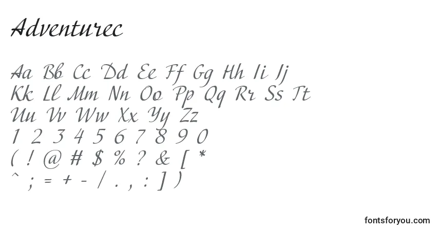 Schriftart Adventurec – Alphabet, Zahlen, spezielle Symbole