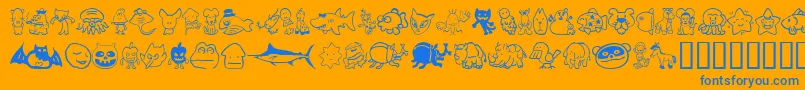 Sakabeanimal02 Font – Blue Fonts on Orange Background