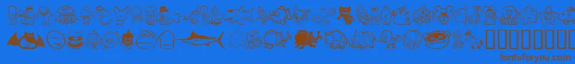 Sakabeanimal02-Schriftart – Braune Schriften auf blauem Hintergrund