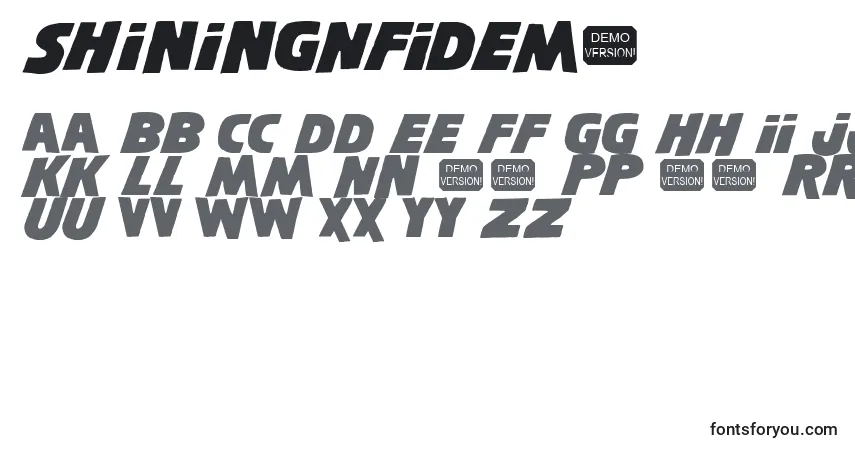 Schriftart ShiningNfiDemo – Alphabet, Zahlen, spezielle Symbole