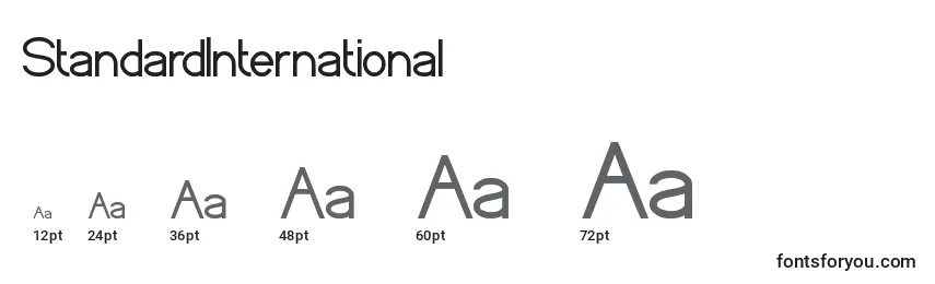 StandardInternational Font Sizes
