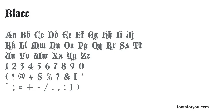 Schriftart Blacc – Alphabet, Zahlen, spezielle Symbole