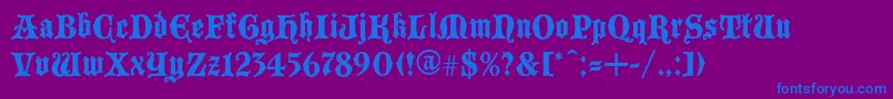 フォントBlacc – 紫色の背景に青い文字