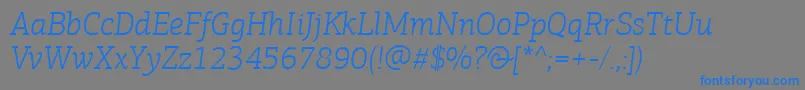 フォントPfagoraslabproLightitalic – 灰色の背景に青い文字