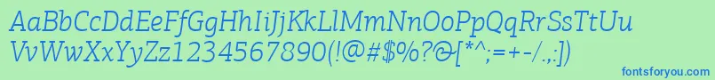 PfagoraslabproLightitalic-fontti – siniset fontit vihreällä taustalla