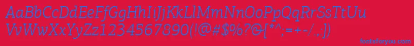 PfagoraslabproLightitalic-Schriftart – Blaue Schriften auf rotem Hintergrund