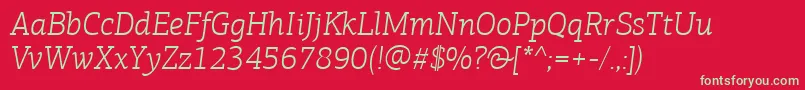 Fonte PfagoraslabproLightitalic – fontes verdes em um fundo vermelho