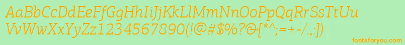 PfagoraslabproLightitalic Font – Orange Fonts on Green Background