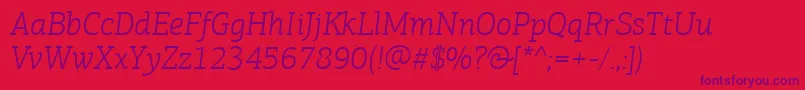 Fonte PfagoraslabproLightitalic – fontes roxas em um fundo vermelho