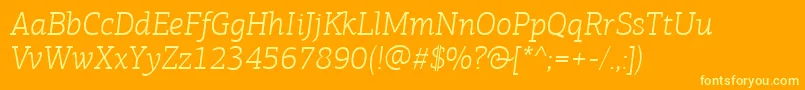 PfagoraslabproLightitalic-fontti – keltaiset fontit oranssilla taustalla
